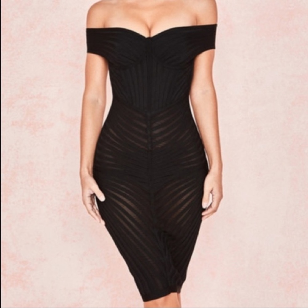 House of CB London Black Camellia Dress